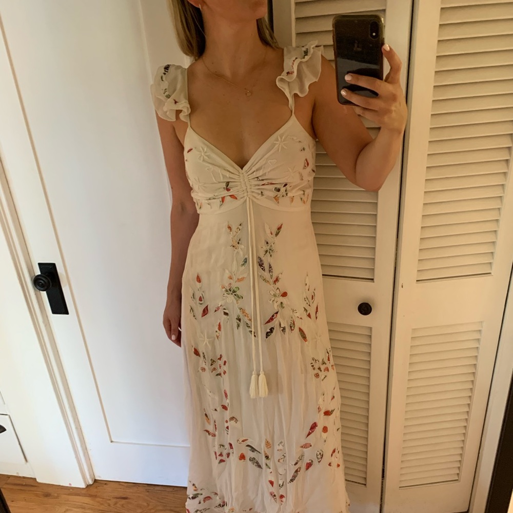 Farm Rio for Anthropologie White Maxi Dress